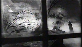 『死霊の町』 1960　約35分：霧の墓地、窓越しに