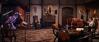 『忍者と悪女』 1963　約2分：書斎(?)＋魔法による鴉のシルエット