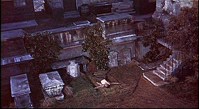 『蛇女の脅怖』 1966　約4分：村の墓地、上から