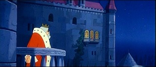 『長靴をはいた猫』 1969　約20分：城　左手前に王様のバルコニー、右奥に姫のバルコニー