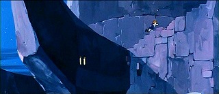 『長靴をはいた猫』 1969　約1時間2分：魔王の城　外階段のある幹状部分の壁