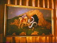 『白蛇伝説』 1988　約40分：ダンプトン卿の寝室、ダンプトン・ワームの絵～ウッチェッロ《聖ゲオルギウスと竜》(1470頃)