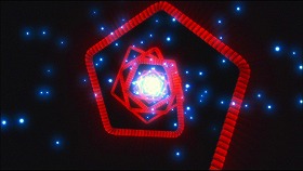 『鋼の錬金術師　シャンバラを征く者』 2005　約1時間2分：地下都市へ折れ曲がりながら降る赤い階段