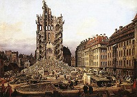 ベッロット《ドレスデンの聖十字架教会の廃墟》 1765