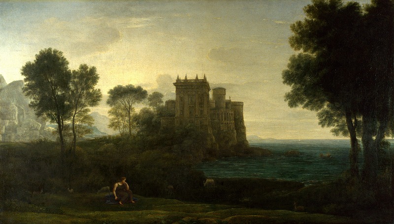 クロード・ロラン《クピードーの宮殿の外にプシューケーがいる風景（魔法をかけられた城）》 1664