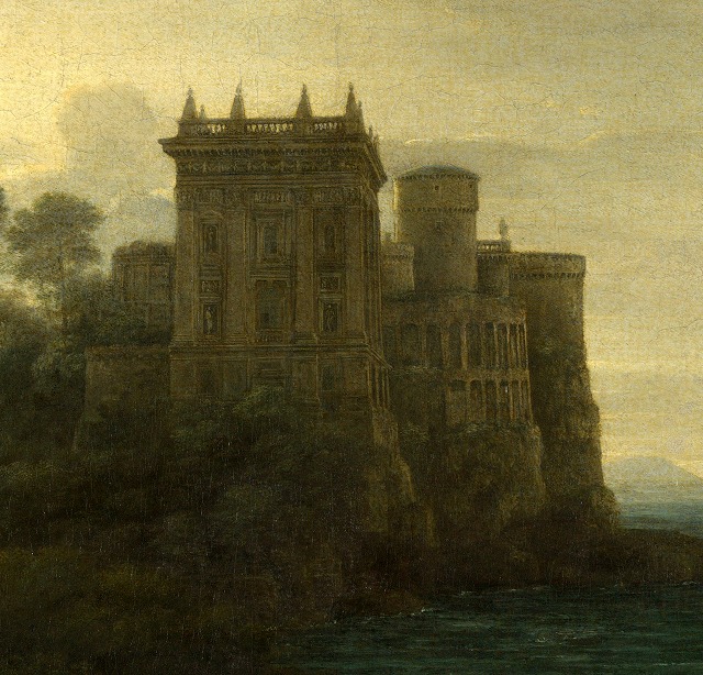 クロード・ロラン《クピードーの宮殿の外にプシューケーがいる風景（魔法をかけられた城）》（部分） 1664