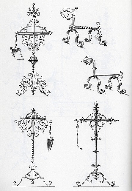 《薪架、灯り台》 ヨーゼフ・フェラー『伝統的な鉄細工のデザイン』(1892-99/2005年)より(p.76)