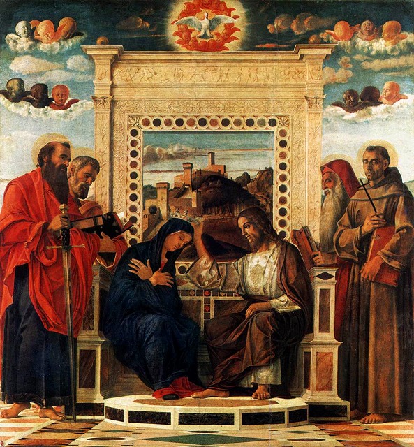 ジョヴァンニ・ベッリーニ《ペーザロ祭壇画》中央パネル《聖母の戴冠》 1471-74頃