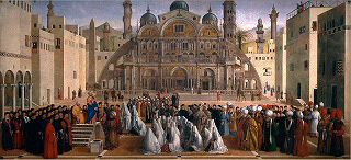 ジェンティーレ・ベッリーニ＋ジョヴァンニ・ベッリーニ《エジプトのアレクサンドリアの広場での聖マルコの説教》 1504-07 