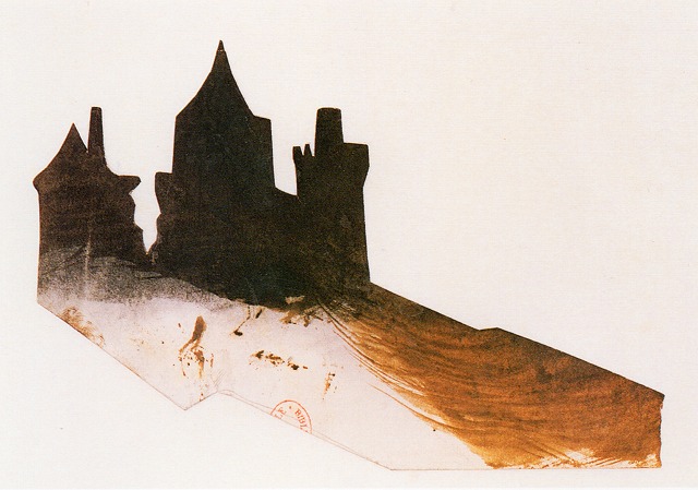 ユゴー《三つの塔がある城のシルエット》（型紙） 1855