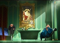 『怪盗グルーの月泥棒』 2010　約17分：悪党銀行の頭取室＋アングル《皇帝の座につくナポレオン1世》(1806)に基づく絵