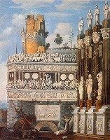 モンス・デジデリオことフランソワ・ド・ノメ（ノーム）《聖ゲオルギオスの竜退治伝説のある幻想的建築》 1622