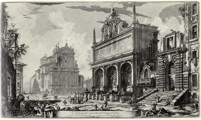 ピラネージ《アックワ・フェリーチェ城の景色》（《ローマの景色》より）1751
