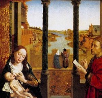 ロヒール・ヴァン・デル・ウェイデン《聖母を描く聖ルカ》（部分） 1435-40年頃