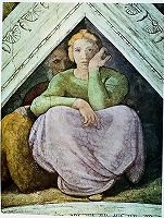 ミケランジェロ《エッサイ、ダヴィデ、ソロモンについての帆型穹窿》1511(部分)