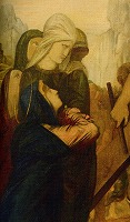 モロー《『十字架の道』中、第４の留：母に出会うイエス》1862（部分）