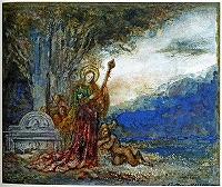モロー《（足元のサテュロスの眠りを誘う）聖チェチーリア》1885-90頃
