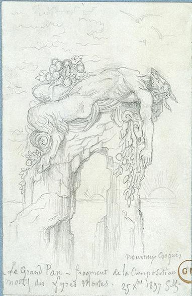 モロー《死せる竪琴；大いなるパーン》1897