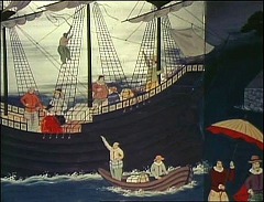 『吸血鬼ドラキュラ神戸に現わる』 1979　約1時間0分：南蛮美術館の所蔵品　《南蛮図屛風》の一つ？