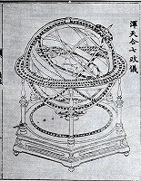18世紀のイエズス会士の器械　『皇朝禮器圖式』(1759)所収のオレリー儀（説明用アーミラリー球儀）　ジョゼフ・ニーダム『中国の科学と文明　第5巻　天の科学』(1991) p.268 第177図